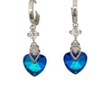 Ohrring Herzform Kristall Blau