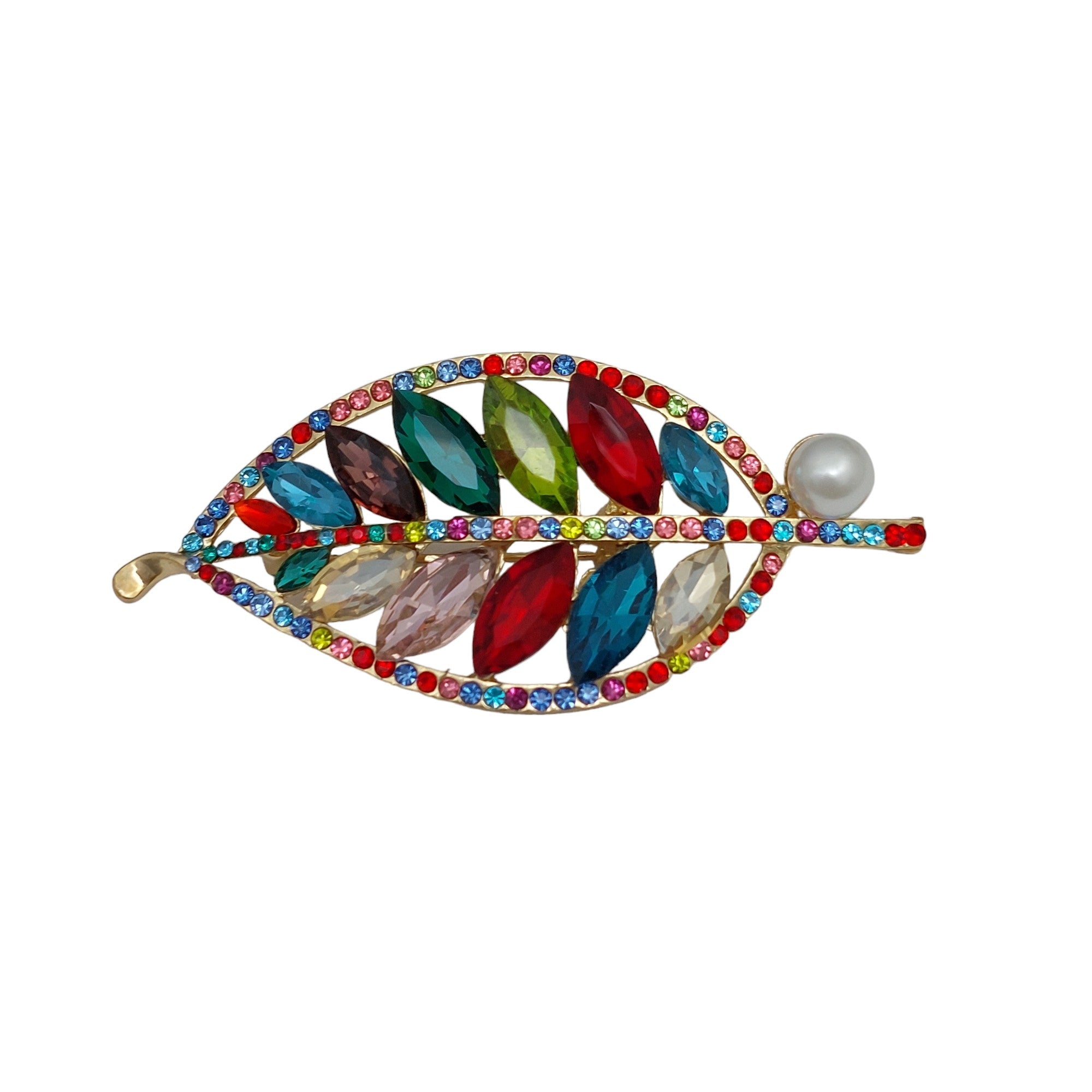 Brosche Blatt Bunt