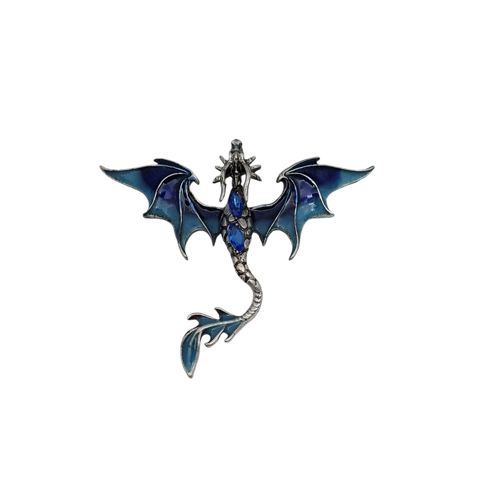 Brosche Drachen Blau