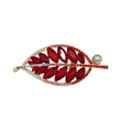 Brosche Blatt Rot