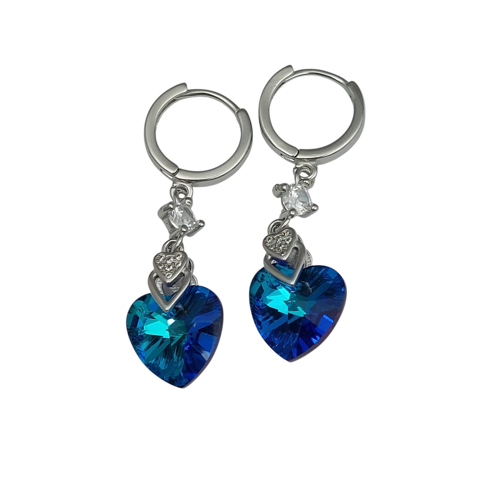 Ohrring Herzform Kristall Blau