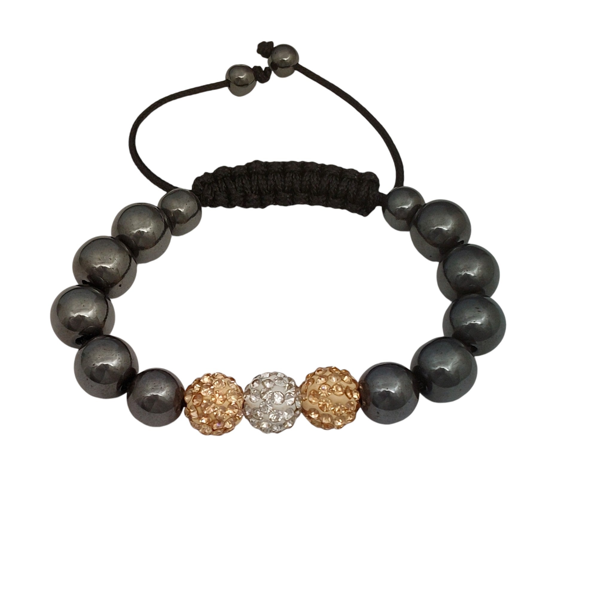 Shamballa Armband  Weiss/Lachs