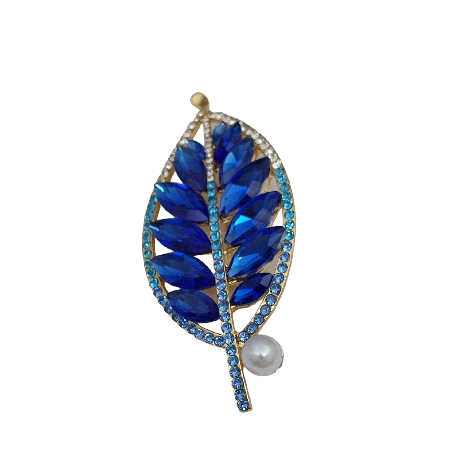 Brosche Blatt Blau