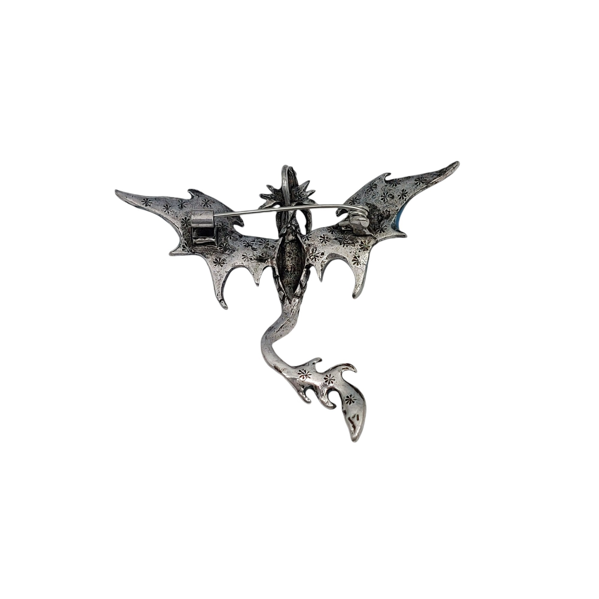 Brosche Drachen Blau