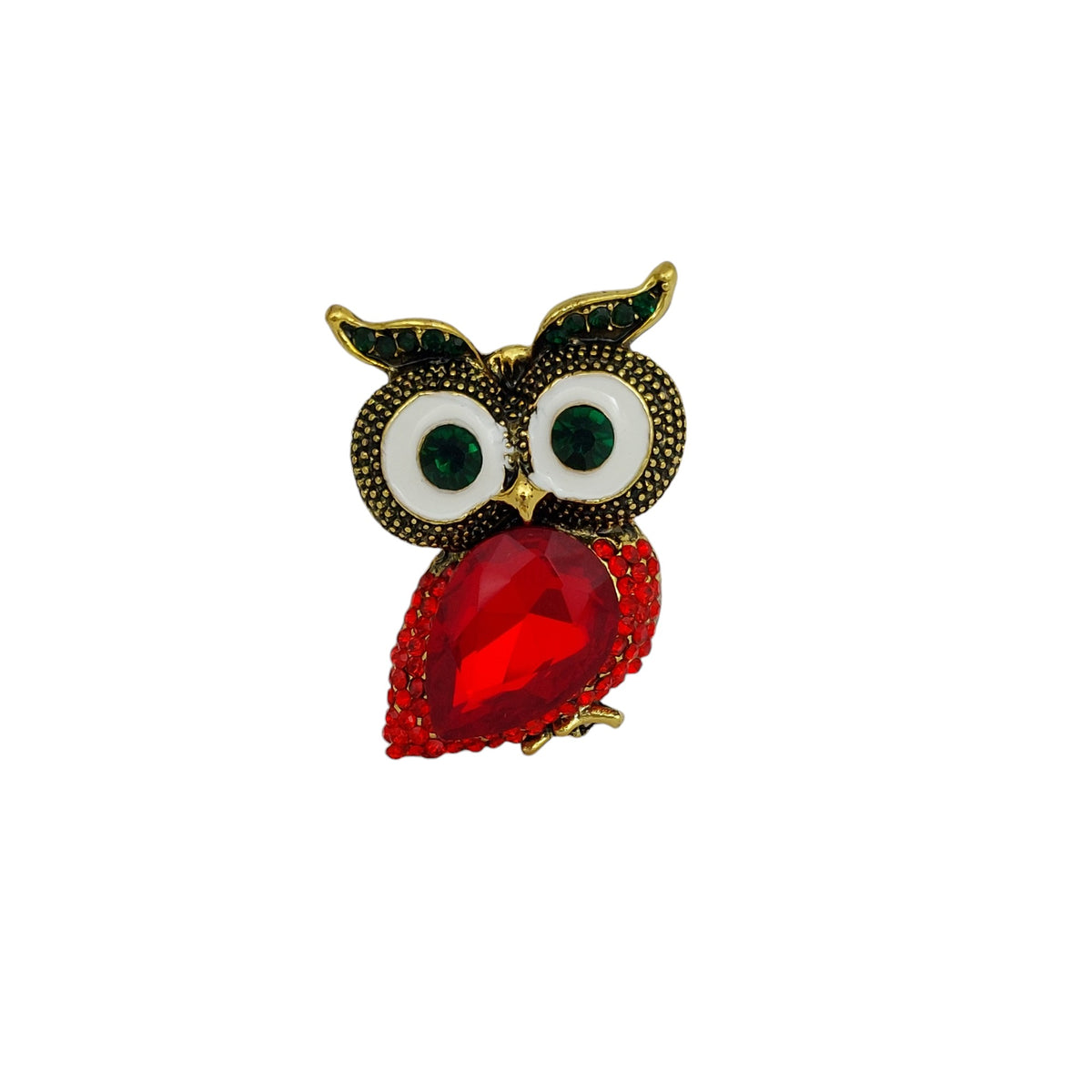 Brosche Uhu Rot