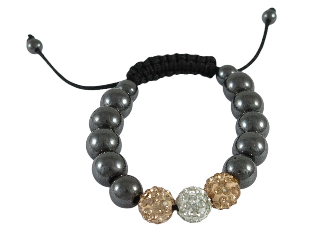 Shamballa Armband  Weiss/Lachs