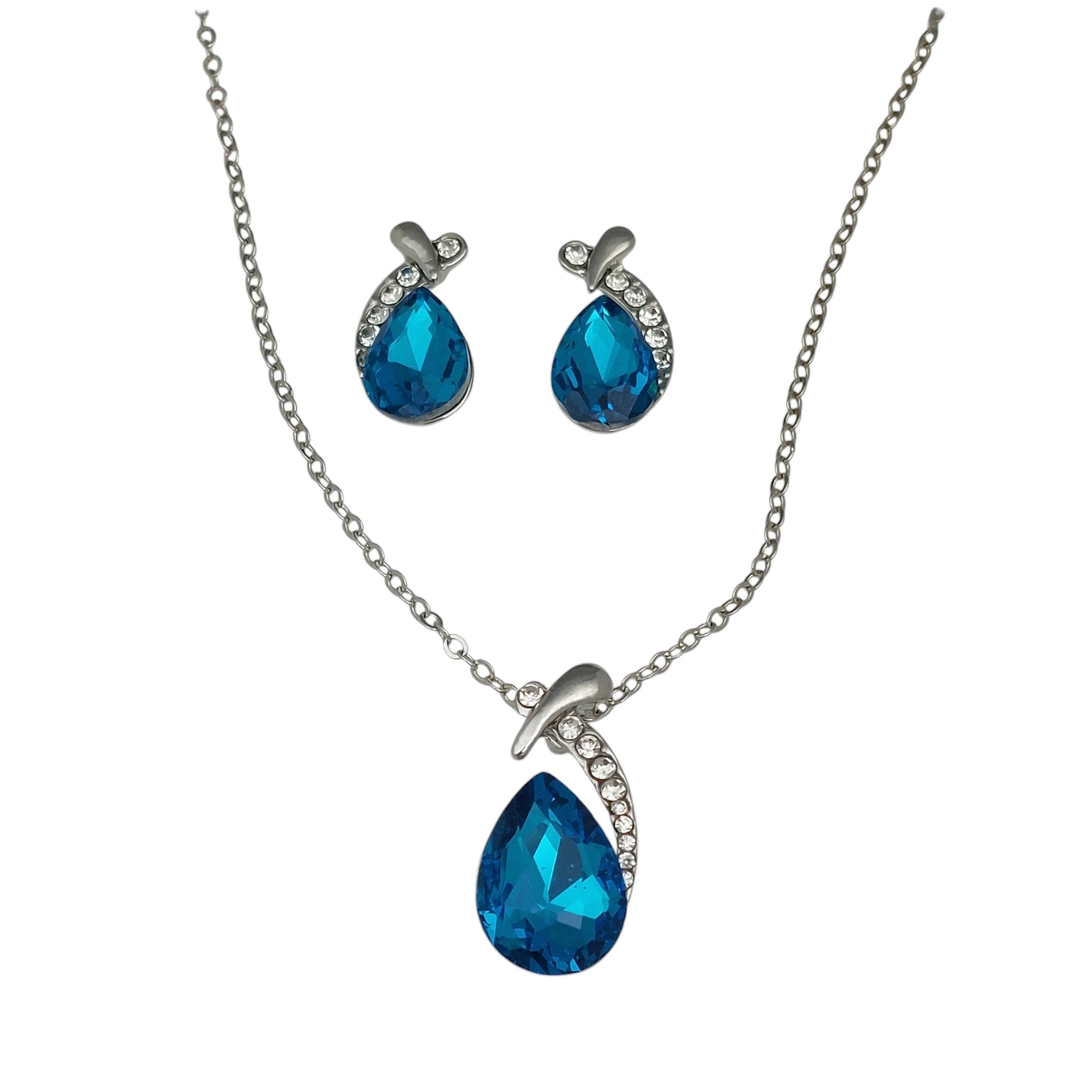 Schmuckset 2 tlg Tropfen Ocean Blau