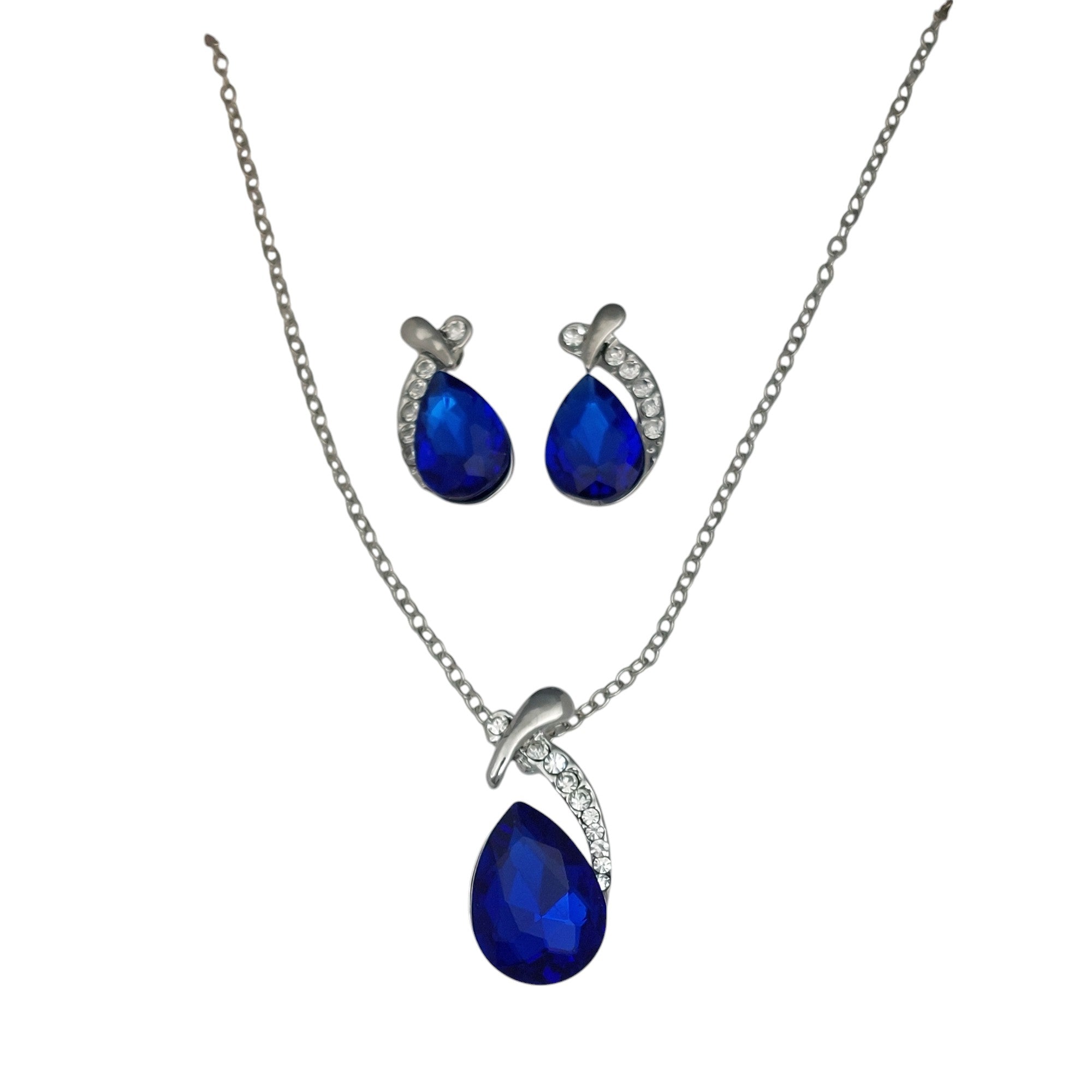 Schmuckset 2 tlg Tropfen Blau