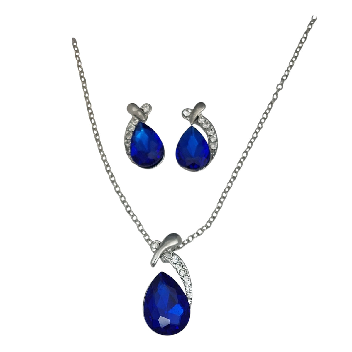 Schmuckset 2 tlg Tropfen Blau