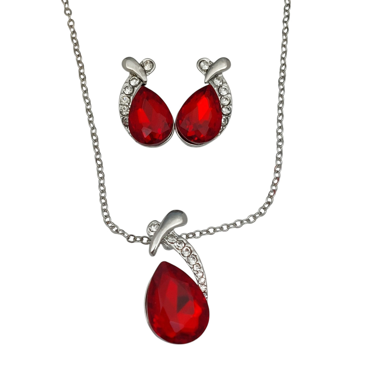Schmuckset 2 tlg Tropfen Rot