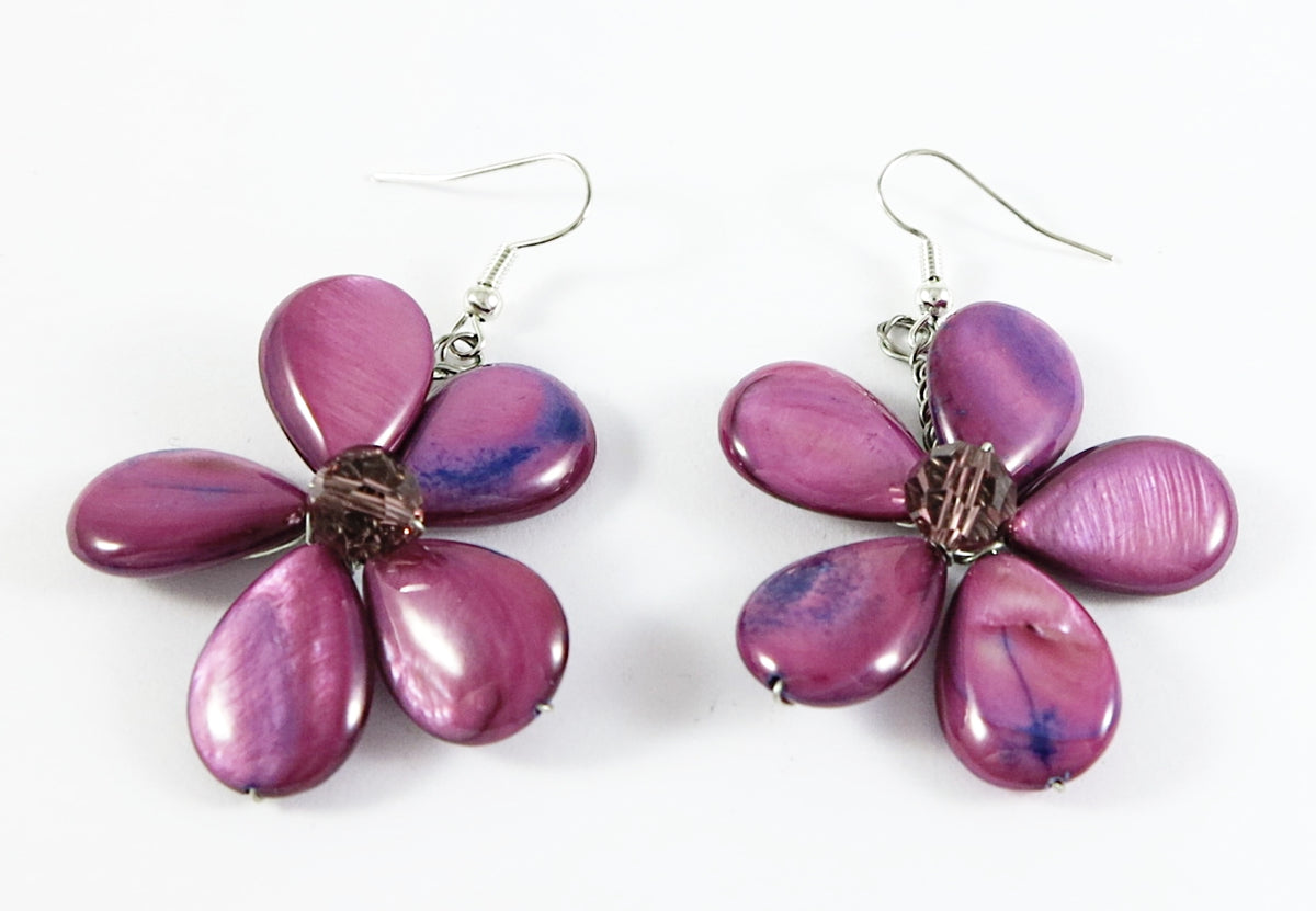 Ohrringe mit Blumenanhänger Violet