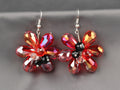 Ohrringe Kristall Blume Rot