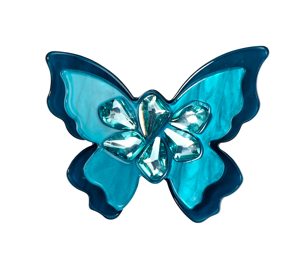 Brosche Schmetterling aus Akryl Türkis