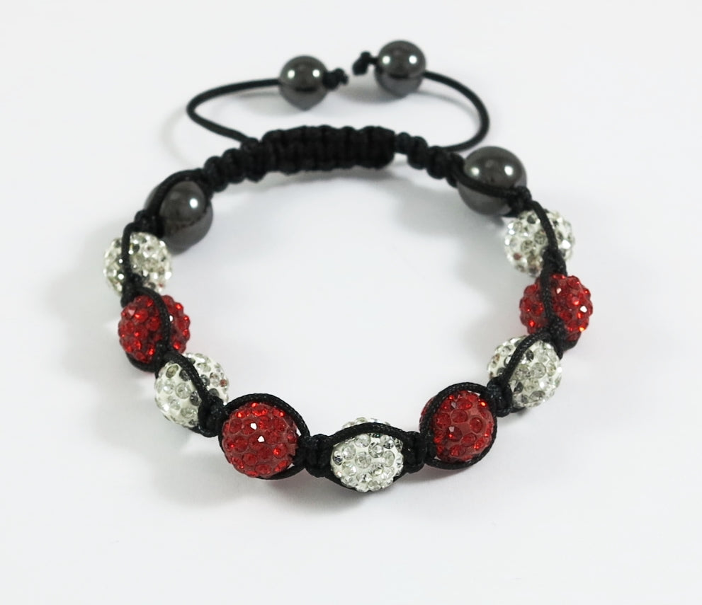 Shamballa Armband rot/weiss