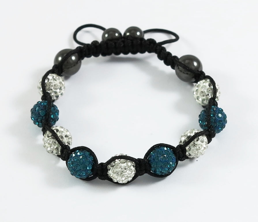Shamballa Armband Türkis/Weiss